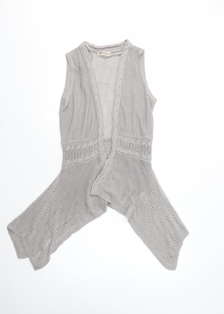Indigo Womens Grey V-Neck Linen Cardigan Jumper Size 10
