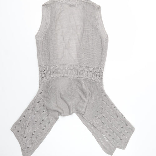 Indigo Womens Grey V-Neck  Linen Cardigan Jumper Size 10