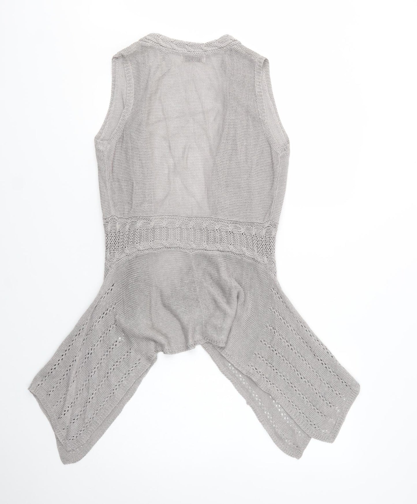 Indigo Womens Grey V-Neck  Linen Cardigan Jumper Size 10