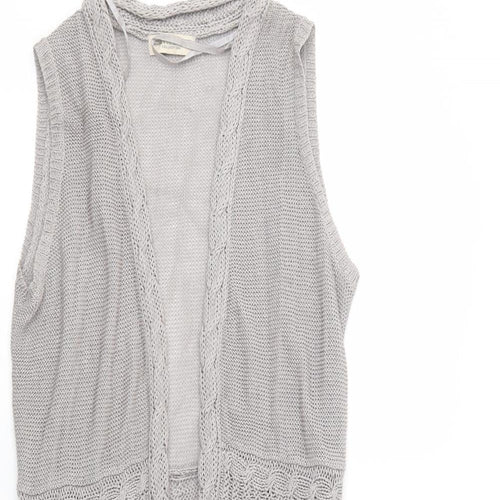Indigo Womens Grey V-Neck  Linen Cardigan Jumper Size 10