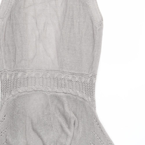 Indigo Womens Grey V-Neck  Linen Cardigan Jumper Size 10