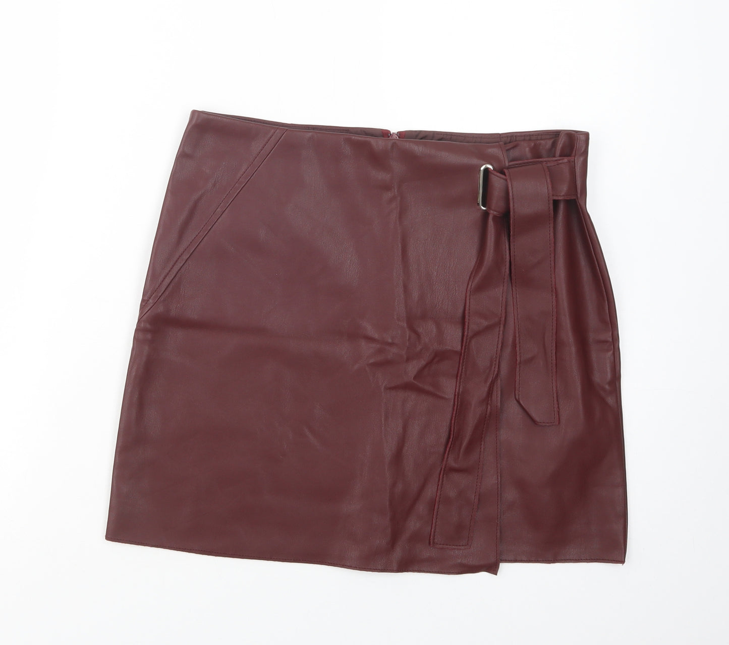 River Island Womens Purple  Polyurethane Wrap Skirt Size 12   Buckle