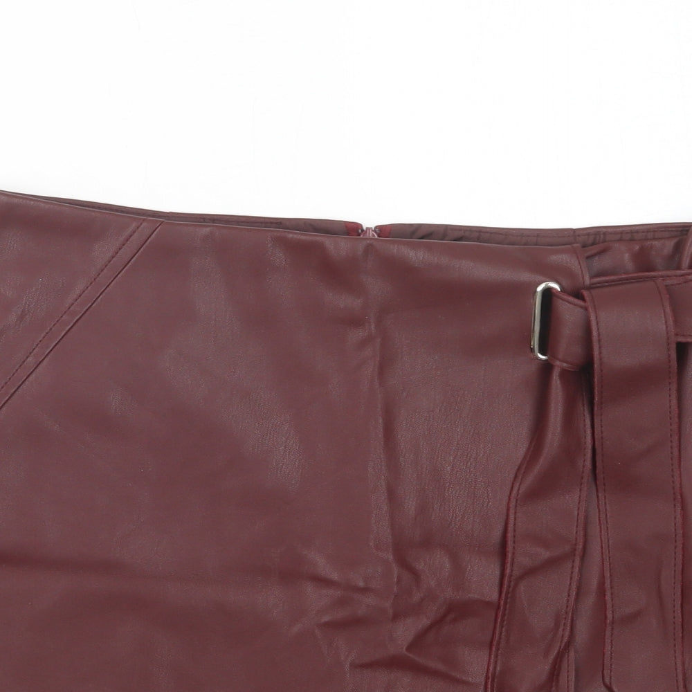 River Island Womens Purple  Polyurethane Wrap Skirt Size 12   Buckle