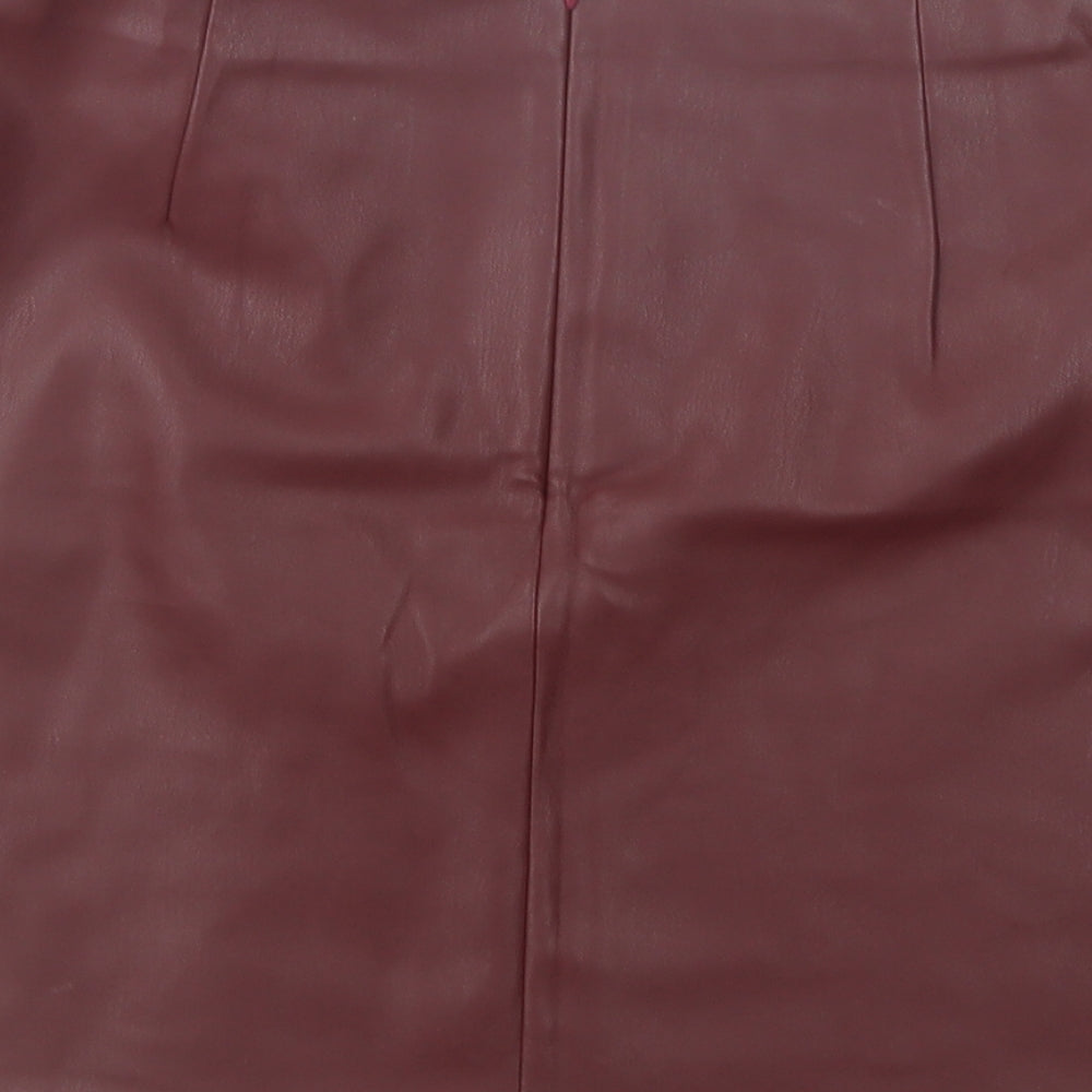 River Island Womens Purple  Polyurethane Wrap Skirt Size 12   Buckle