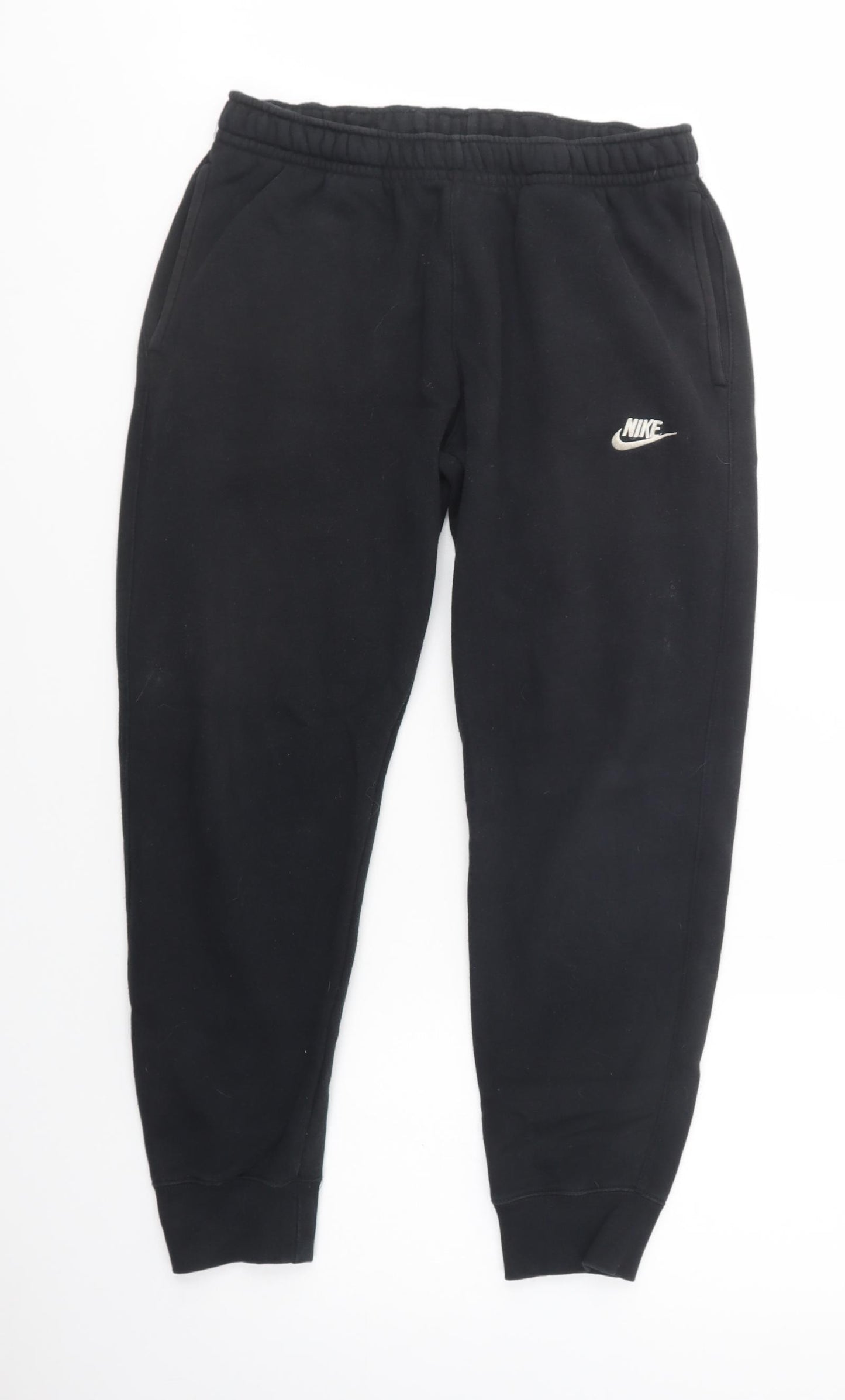 Nike Mens Black  Cotton Jogger Trousers Size M L29 in Regular Drawstring