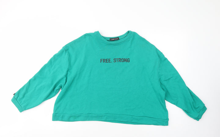 Cameo Rose Womens Green  Cotton Pullover Sweatshirt Size L  Pullover - Free Strong