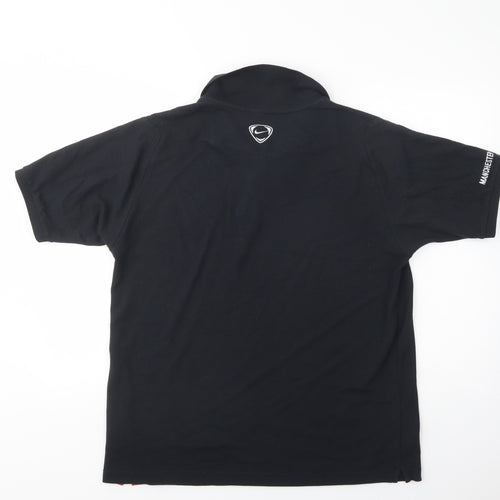 Nike Mens Black  Cotton  Polo Size XL Collared Button - Manchester United FC