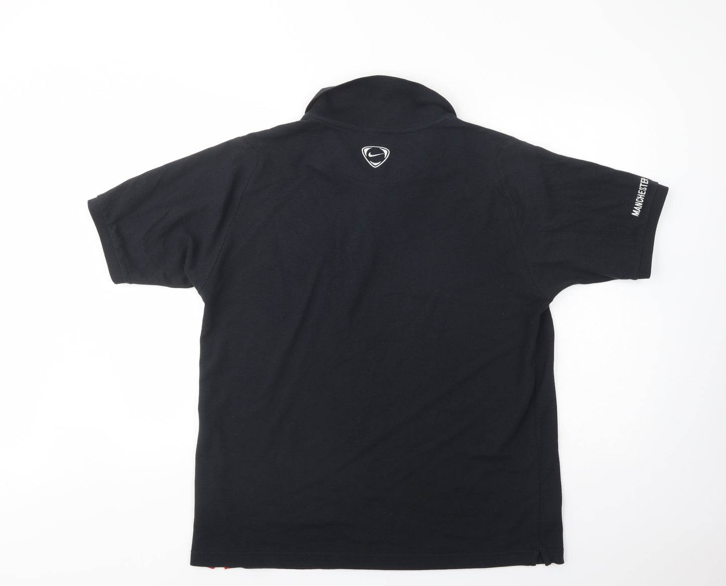 Nike Mens Black  Cotton  Polo Size XL Collared Button - Manchester United FC