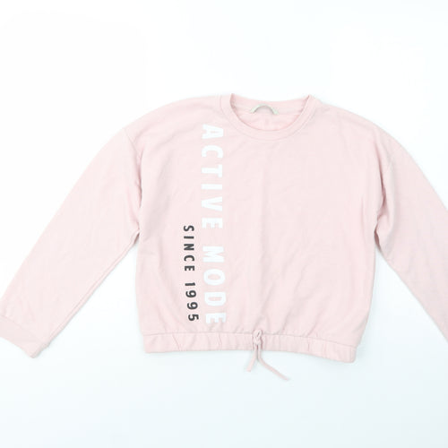 George Girls Pink  Cotton Pullover Sweatshirt Size 11-12 Years  Drawstring - Active Mode