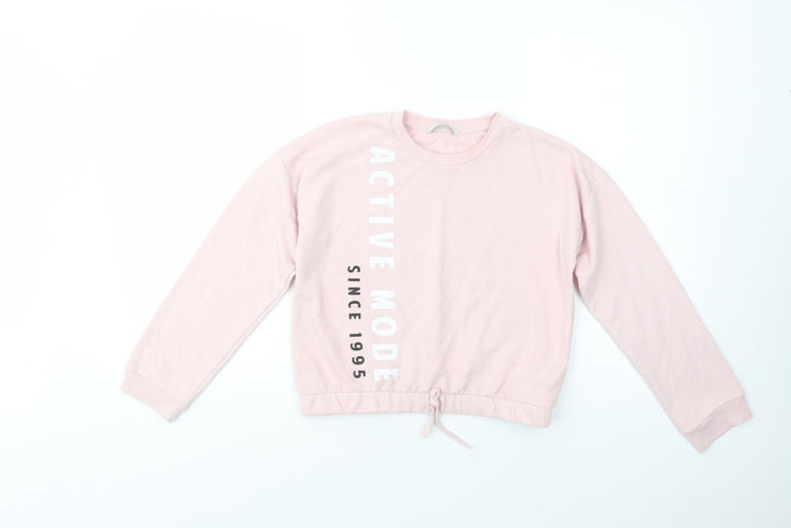 George Girls Pink Cotton Pullover Sweatshirt Size 11-12 Years Drawstring - Active Mode