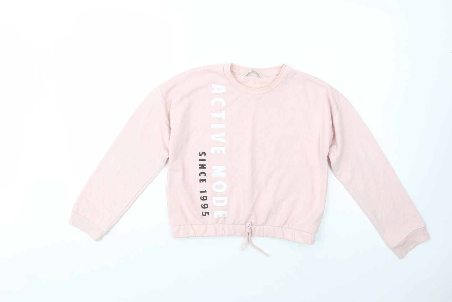 George Girls Pink  Cotton Pullover Sweatshirt Size 11-12 Years  Drawstring - Active Mode