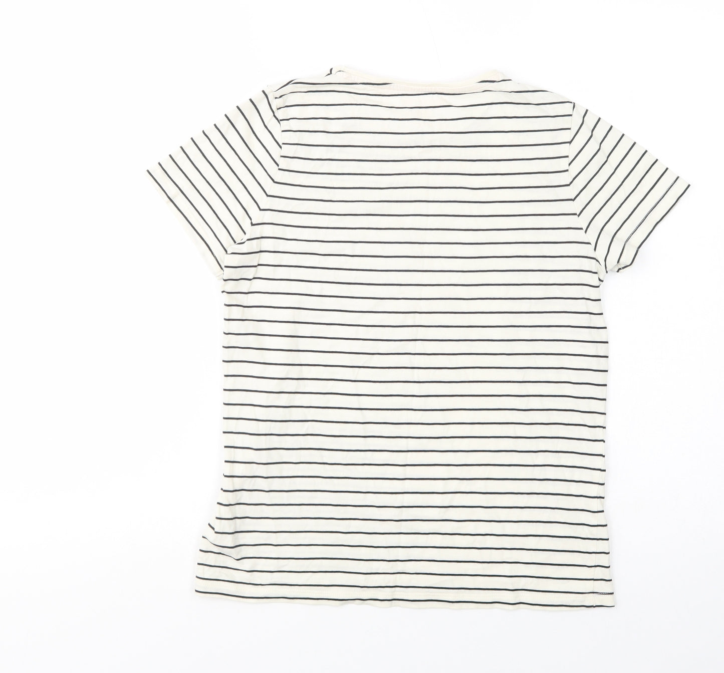 F&F Girls Ivory Striped Cotton Pullover T-Shirt Size 12-13 Years Crew Neck Pullover - Dogs