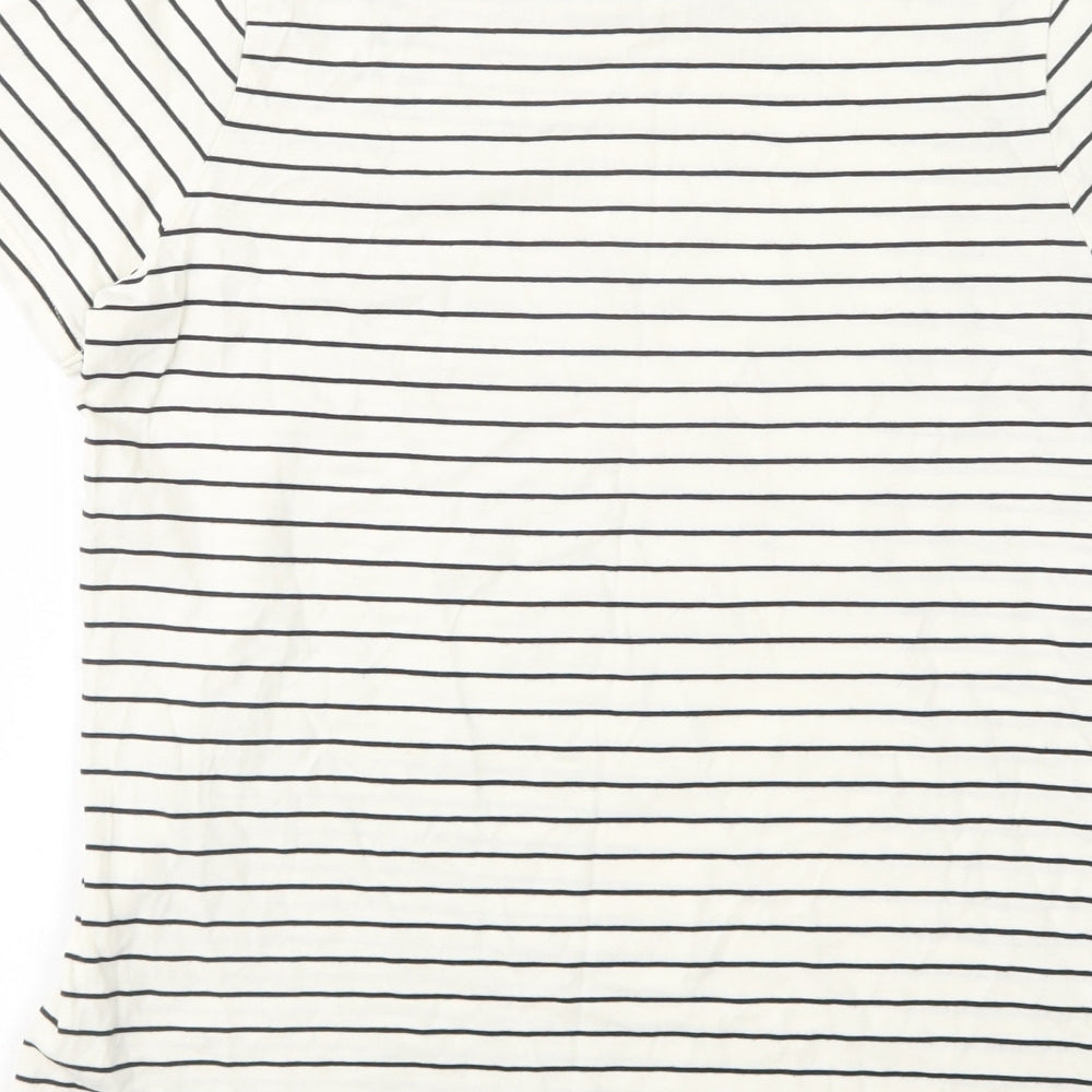 F&F Girls Ivory Striped Cotton Pullover T-Shirt Size 12-13 Years Crew Neck Pullover - Dogs