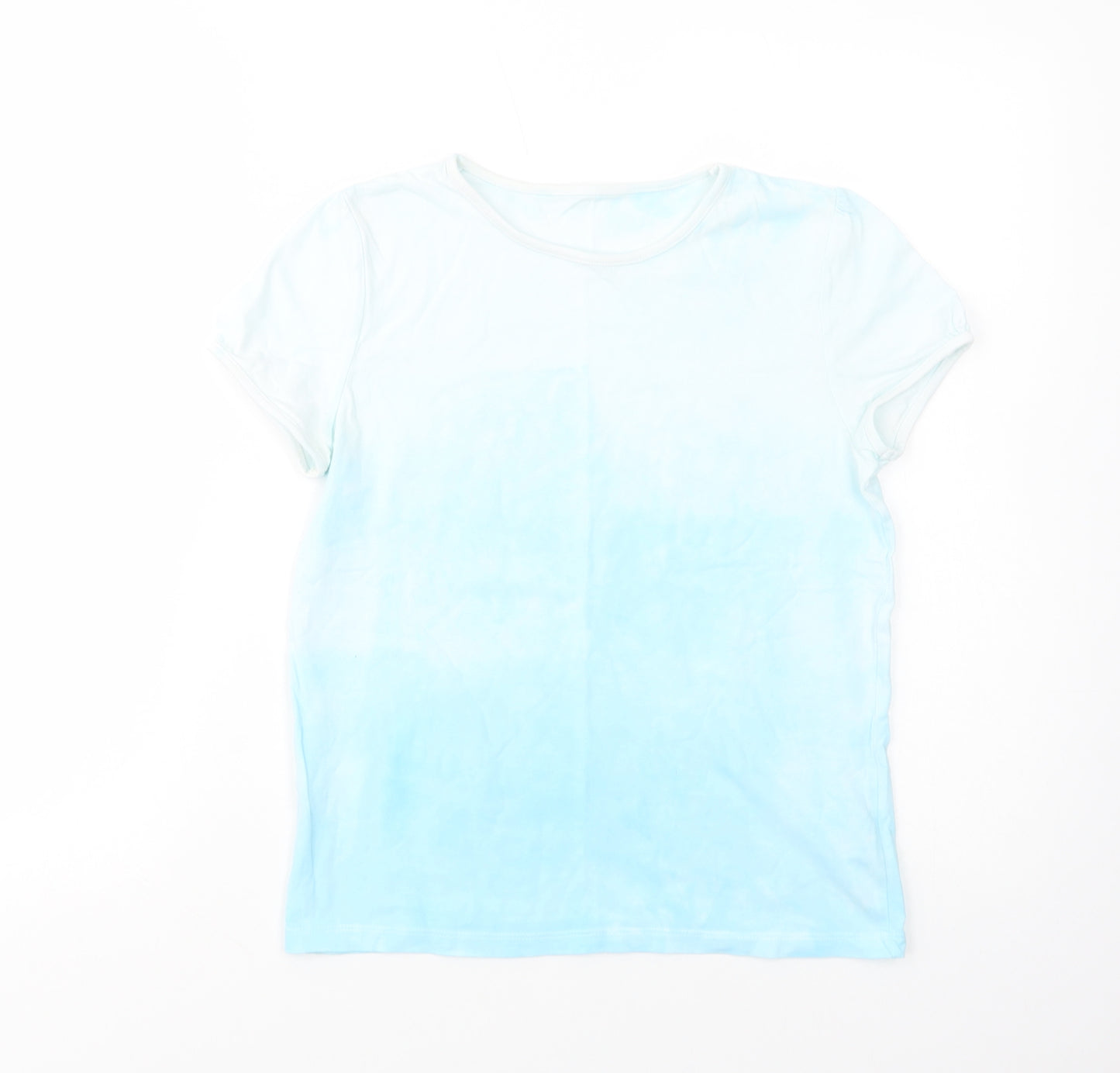 F&F Girls Blue Batik Cotton Basic T-Shirt Size 11-12 Years Crew Neck Pullover
