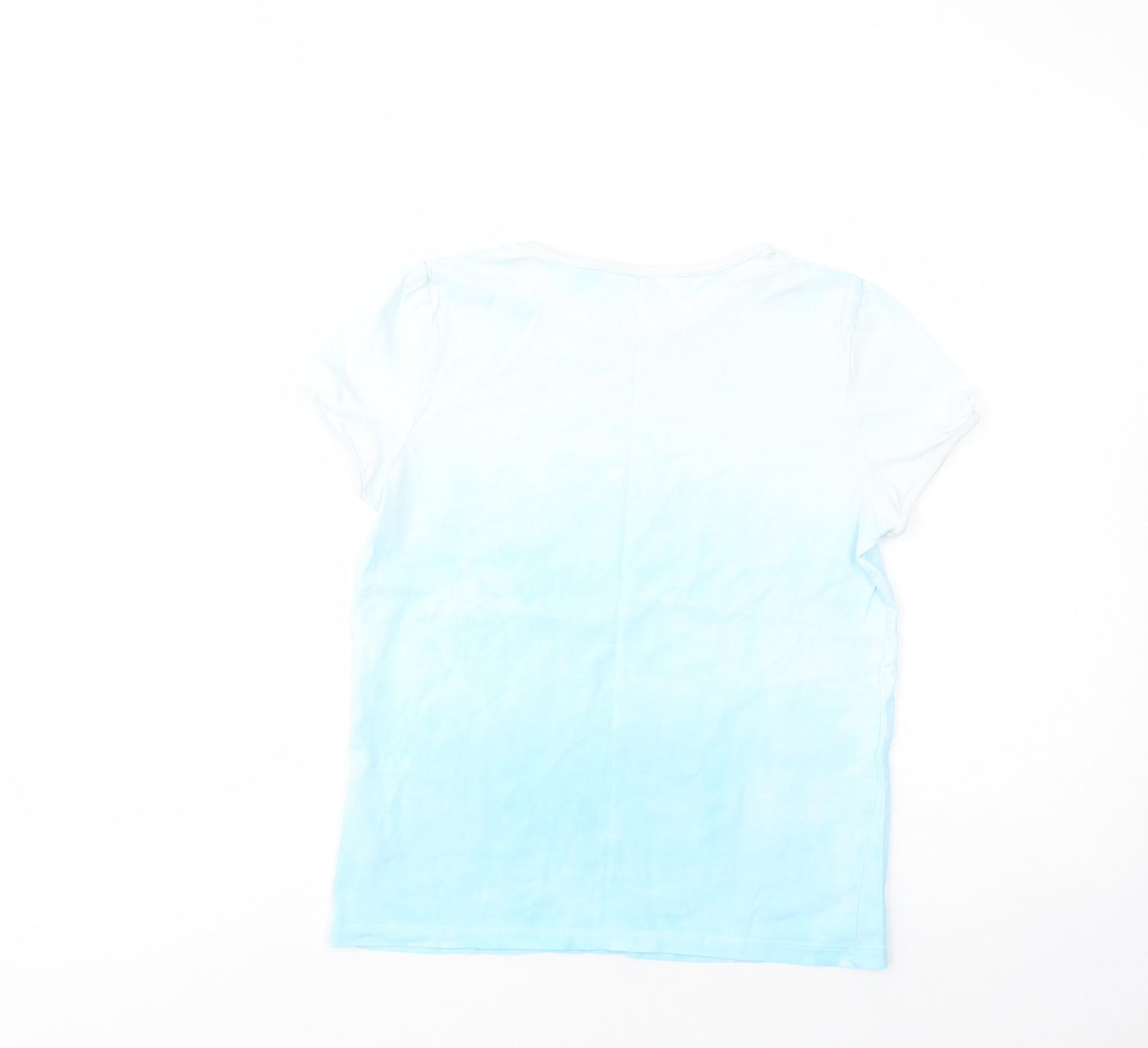 F&F Girls Blue Batik Cotton Basic T-Shirt Size 11-12 Years Crew Neck Pullover
