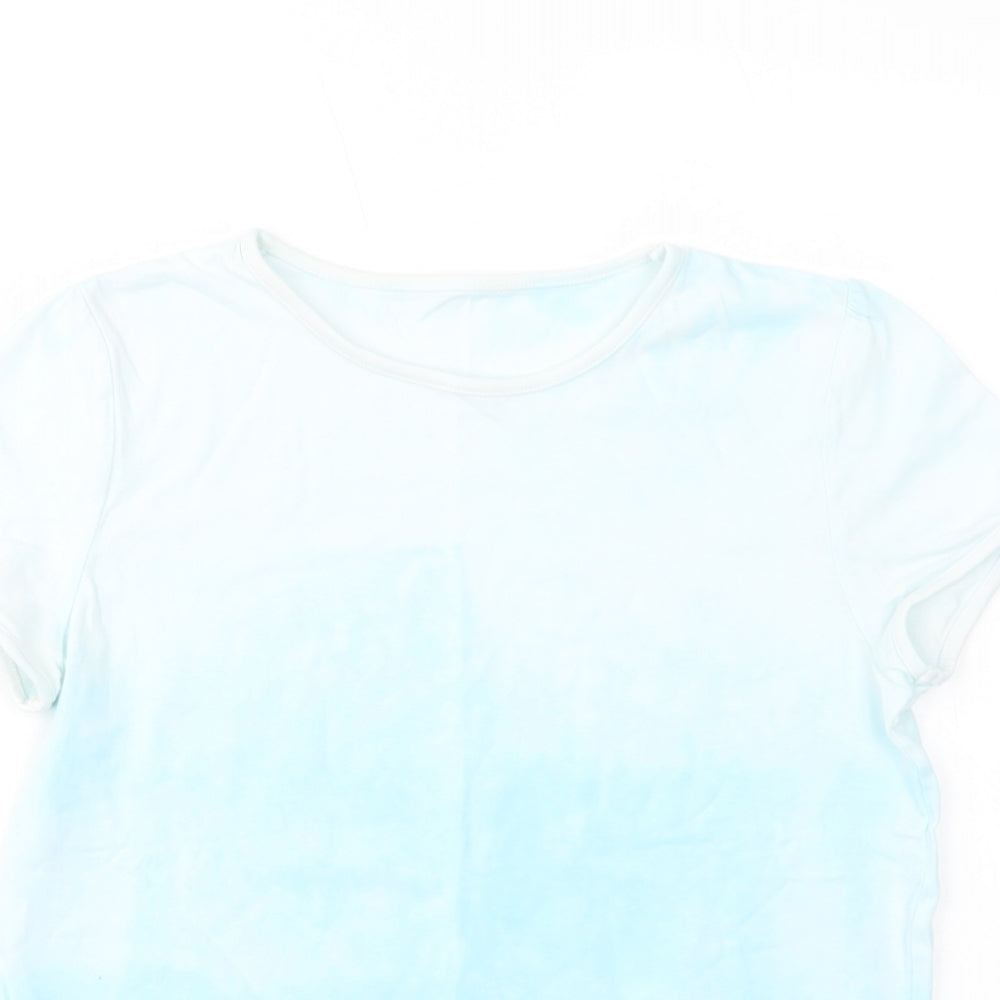F&F Girls Blue Batik Cotton Basic T-Shirt Size 11-12 Years Crew Neck Pullover