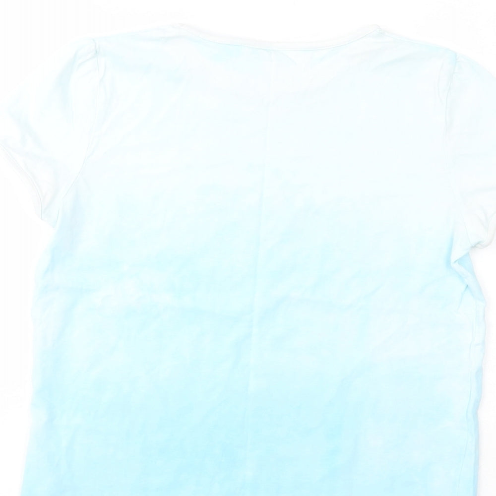 F&F Girls Blue Batik Cotton Basic T-Shirt Size 11-12 Years Crew Neck Pullover