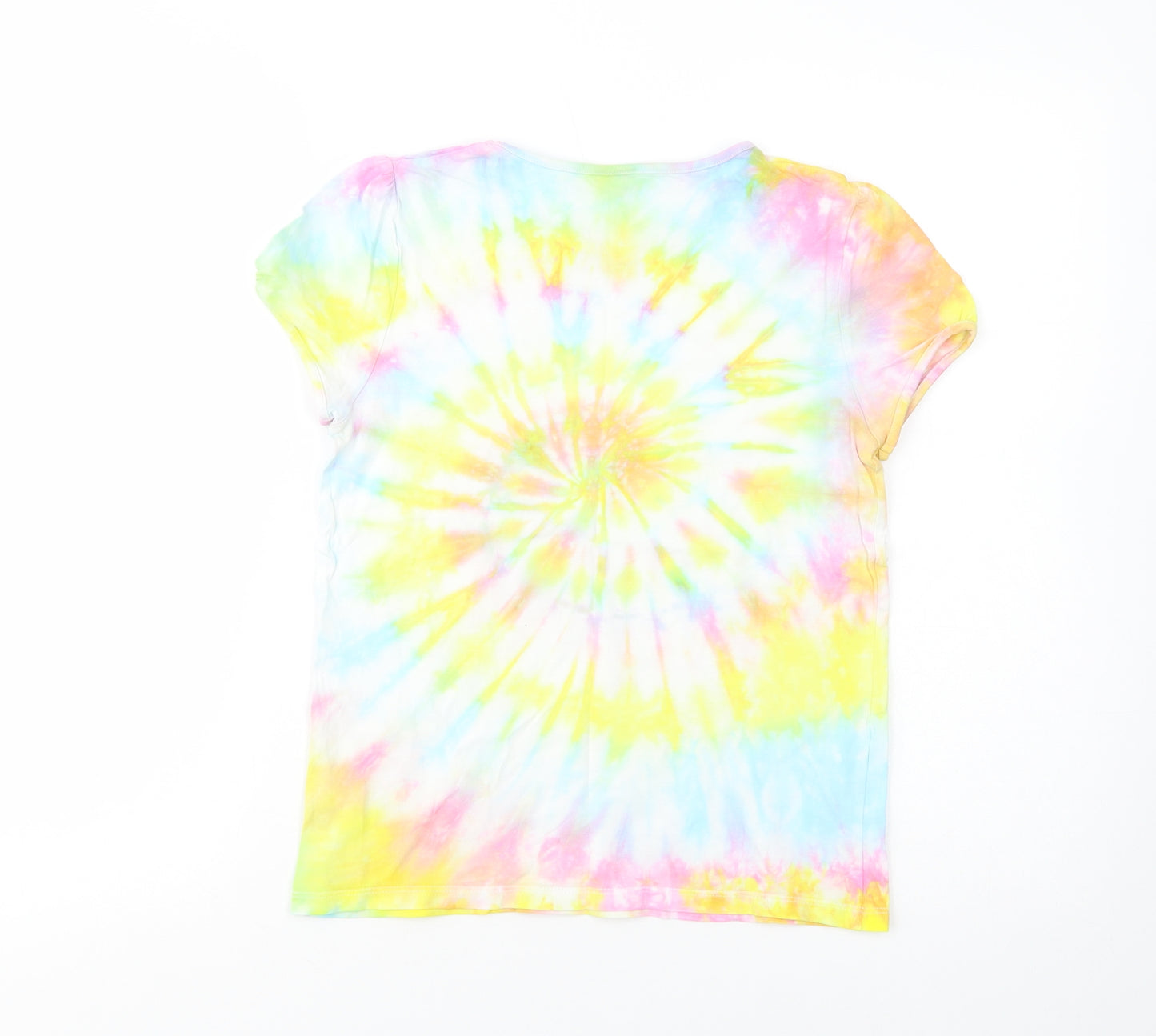 F&F Girls Multicoloured Batik Cotton Basic T-Shirt Size 11-12 Years Crew Neck Pullover