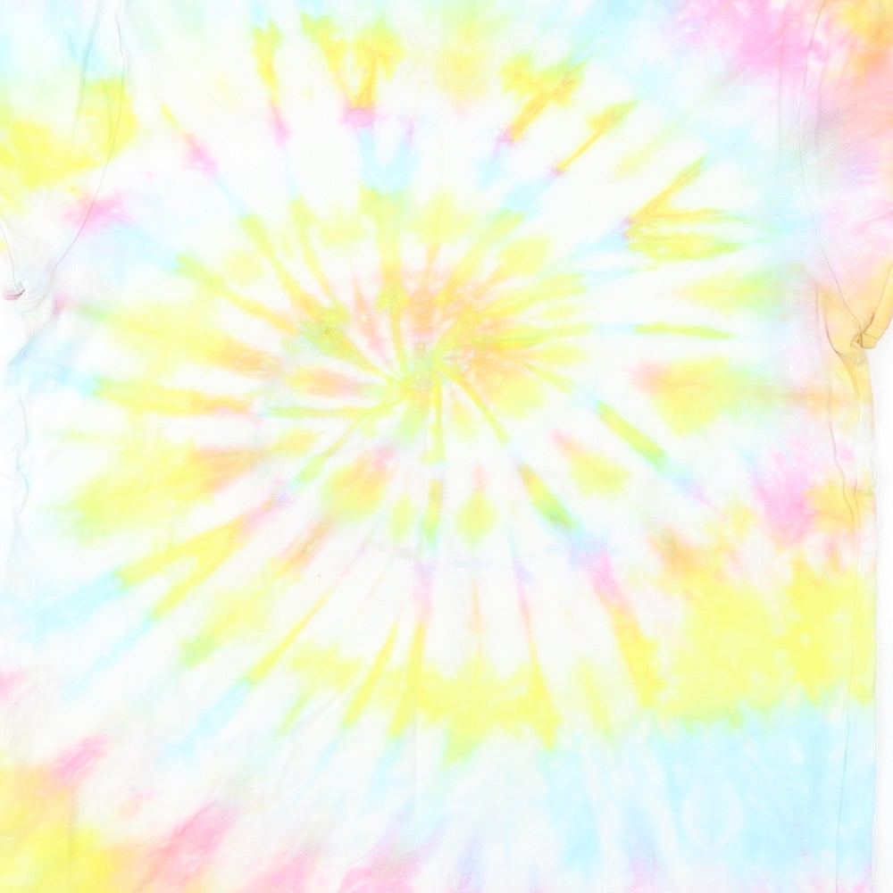 F&F Girls Multicoloured Batik Cotton Basic T-Shirt Size 11-12 Years Crew Neck Pullover