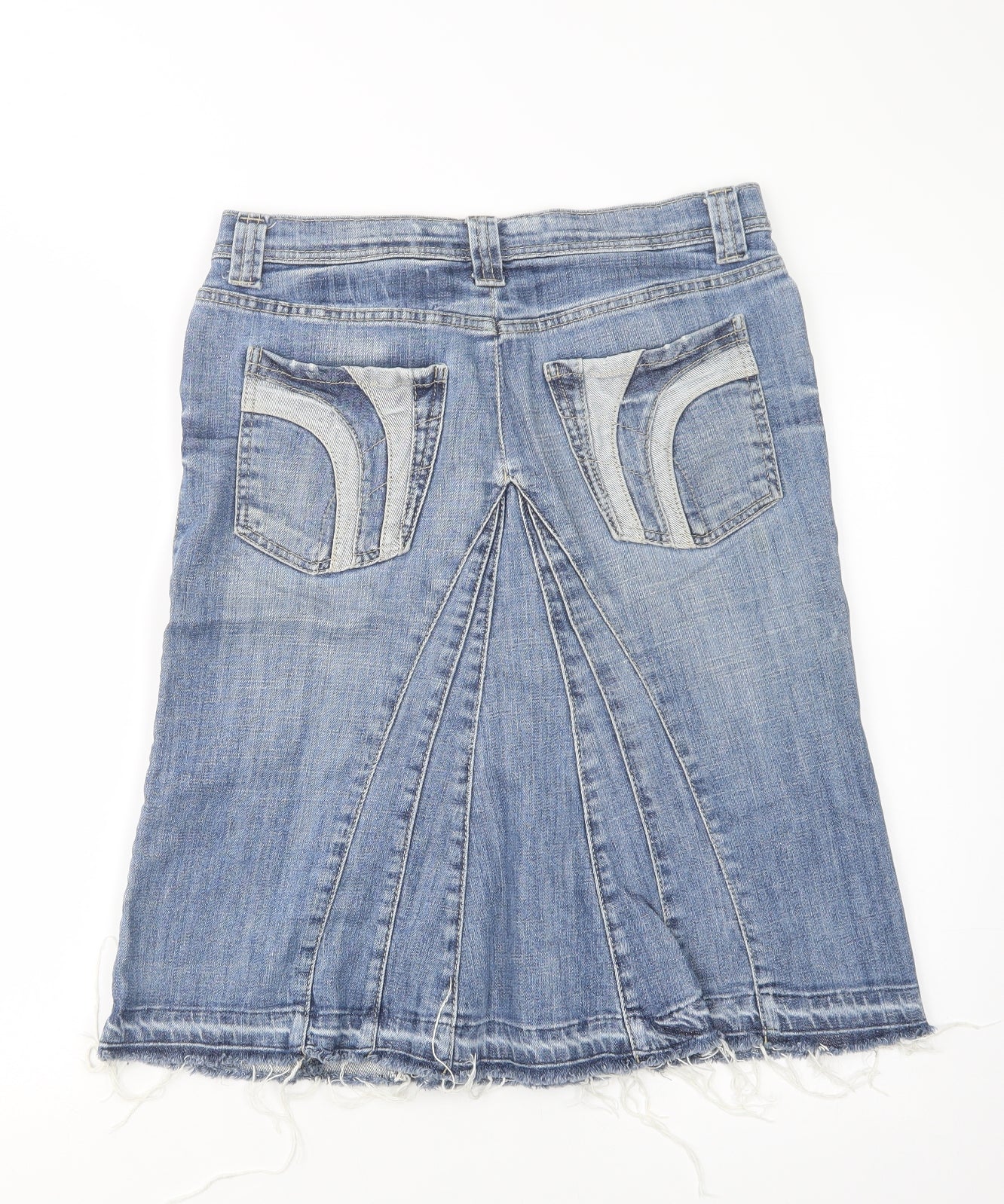 Marks and Spencer Womens Blue  Cotton A-Line Skirt Size 10   Button