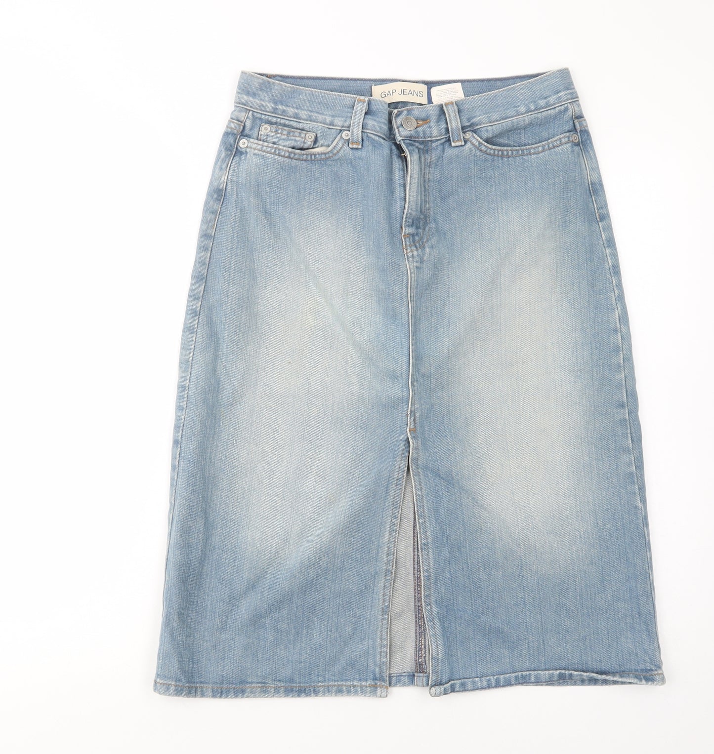 Gap Womens Blue  Cotton A-Line Skirt Size 29 in   Button