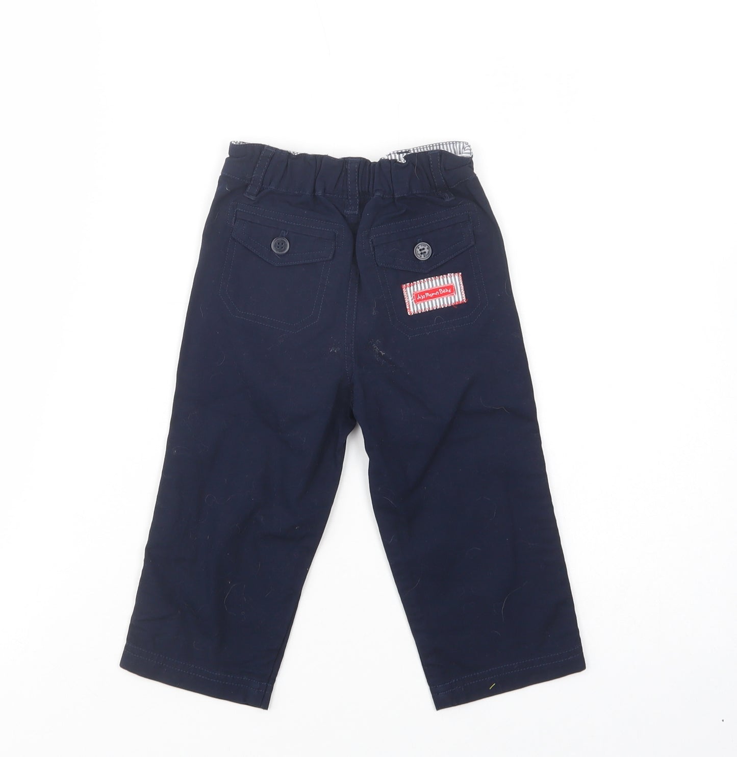JoJo Maman Bébé Baby Blue  Cotton Cargo Trousers Size 12-18 Months  Button