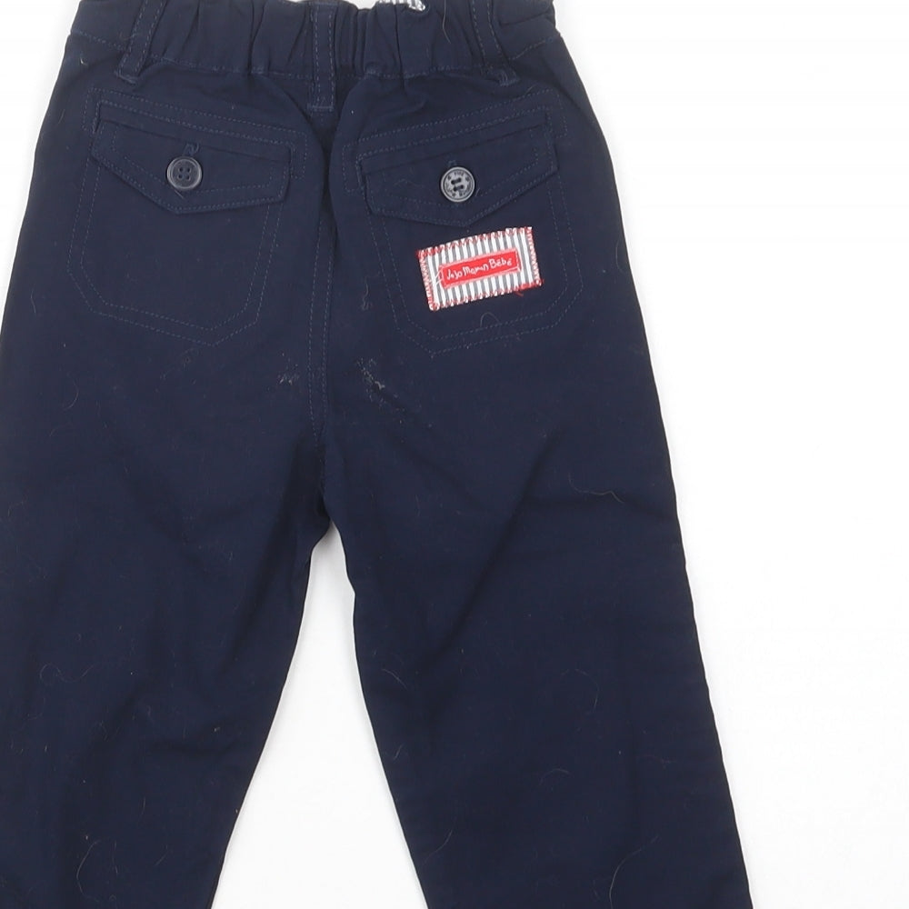 JoJo Maman Bébé Baby Blue  Cotton Cargo Trousers Size 12-18 Months  Button