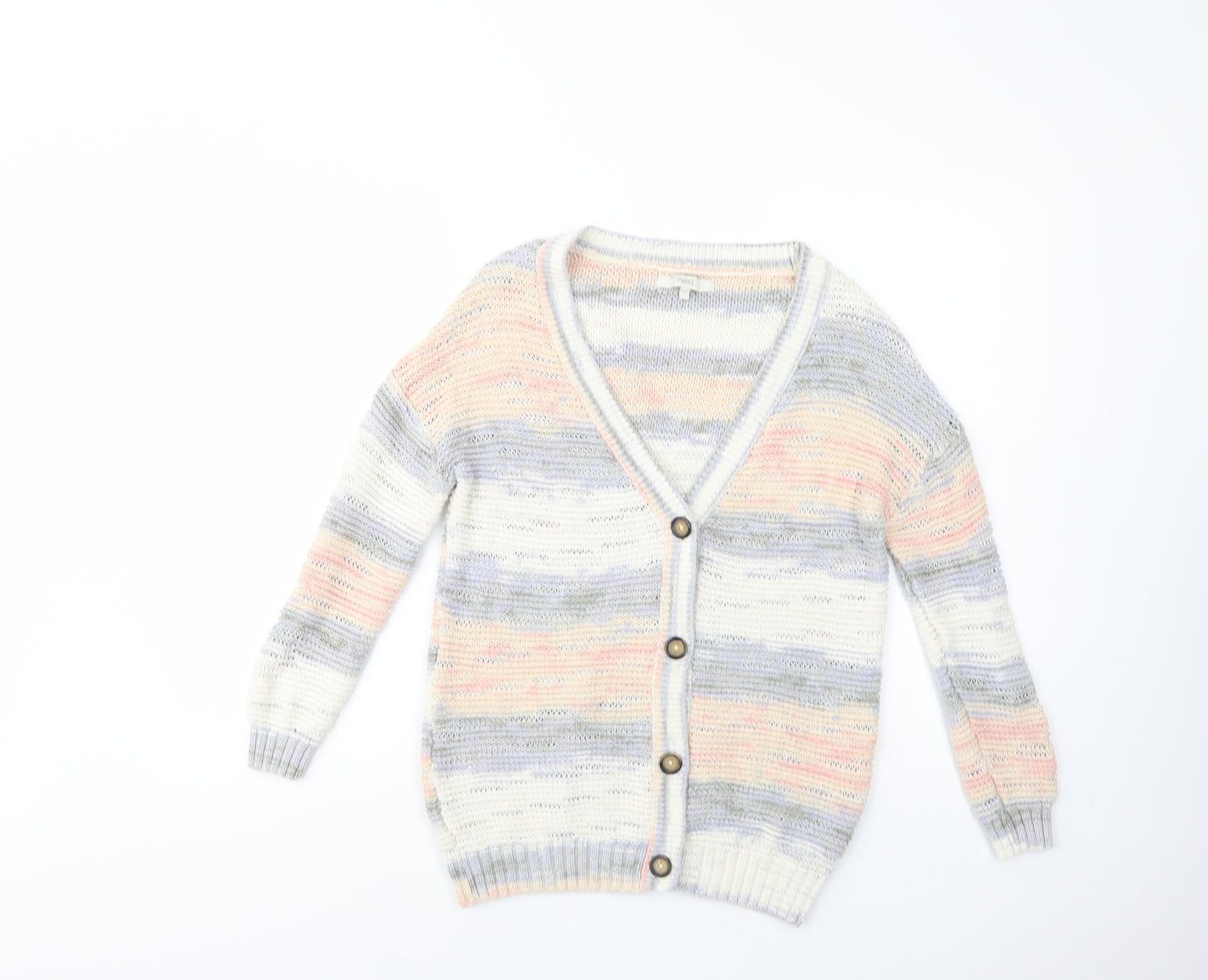 NEXT Womens Multicoloured V-Neck  Cotton Cardigan Jumper Size S