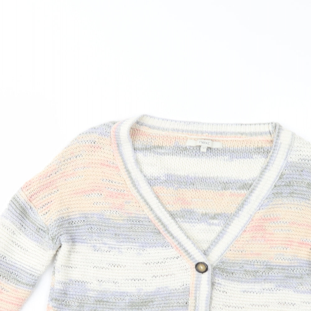 NEXT Womens Multicoloured V-Neck  Cotton Cardigan Jumper Size S