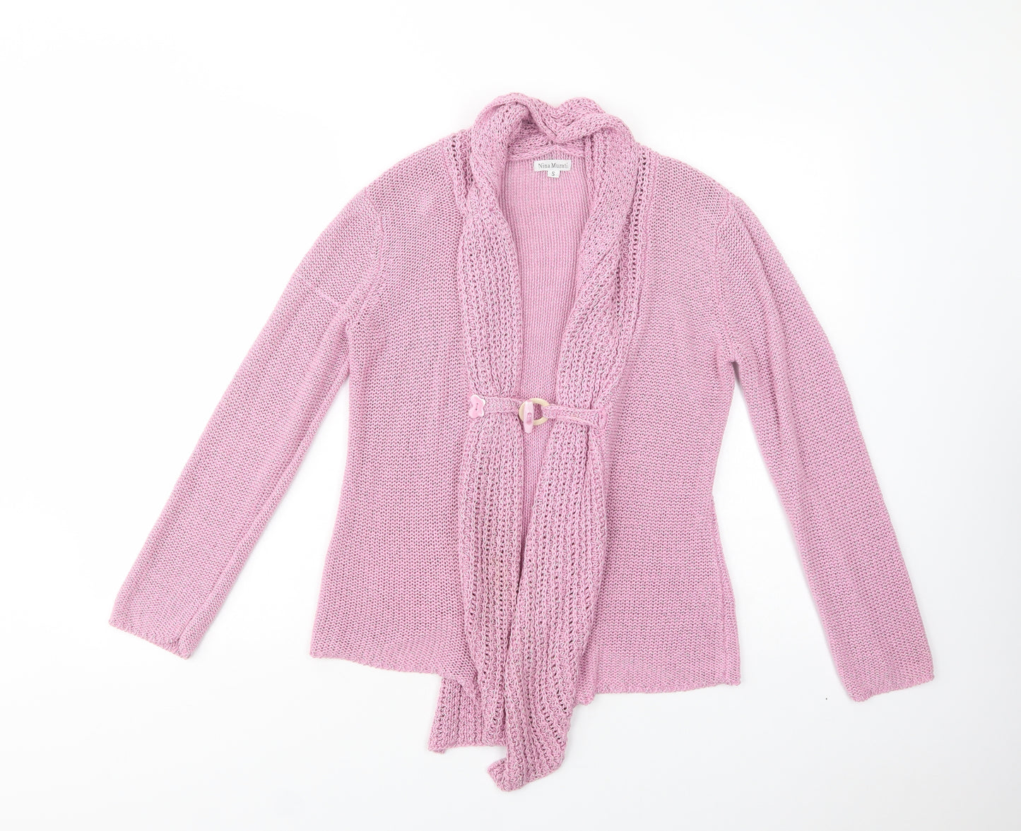 Nina Murati Womens Pink Collared  Acrylic Cardigan Jumper Size S