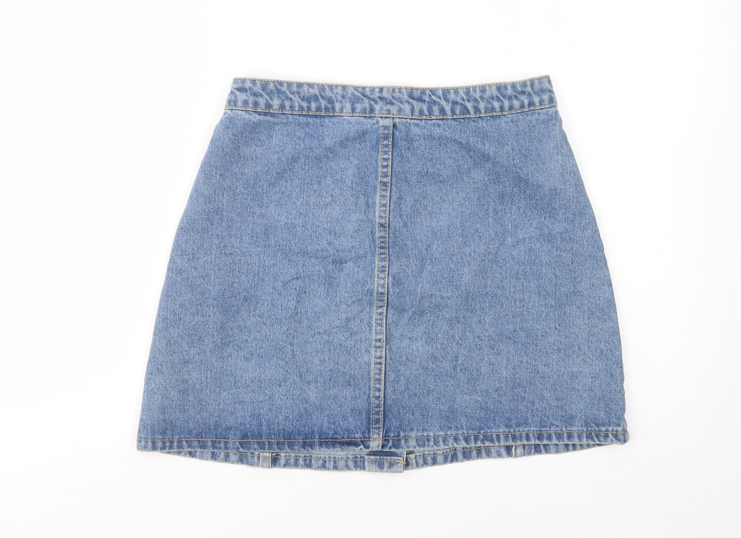 Denim Co. Womens Blue  Cotton Mini Skirt Size 10   Button