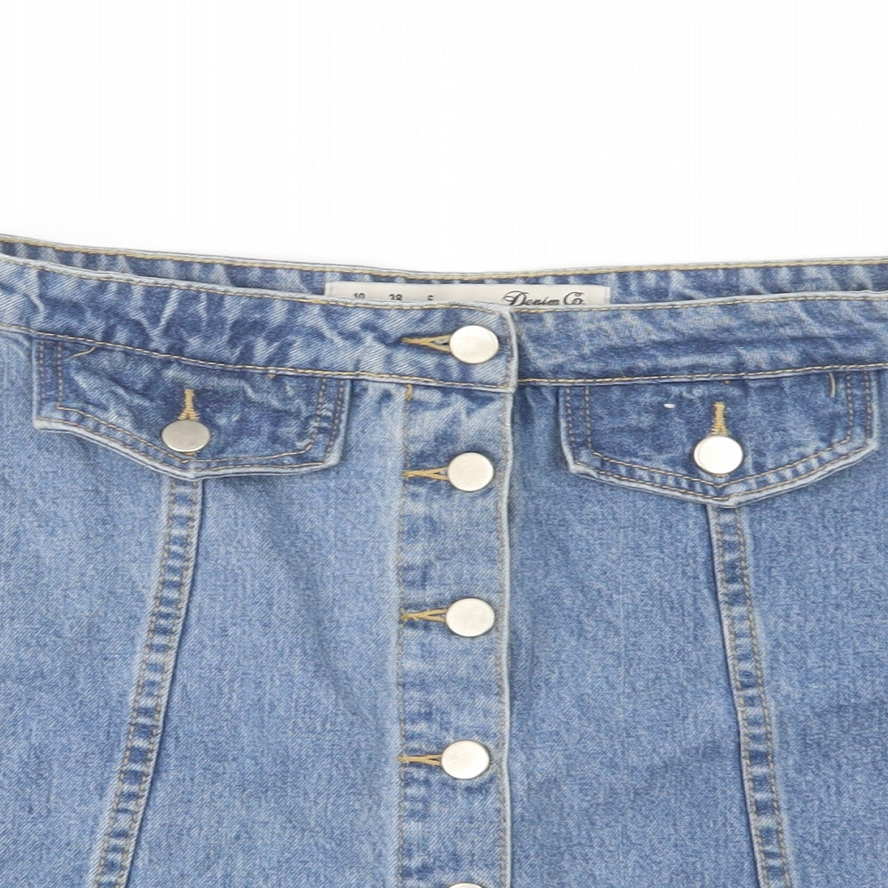 Denim Co. Womens Blue  Cotton Mini Skirt Size 10   Button