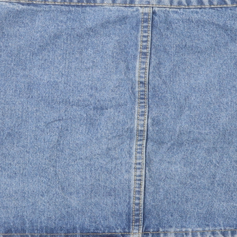 Denim Co. Womens Blue  Cotton Mini Skirt Size 10   Button