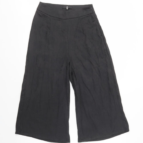 Missguided Womens Black  Polyester Cropped Trousers Size 8 L20 in Regular Zip