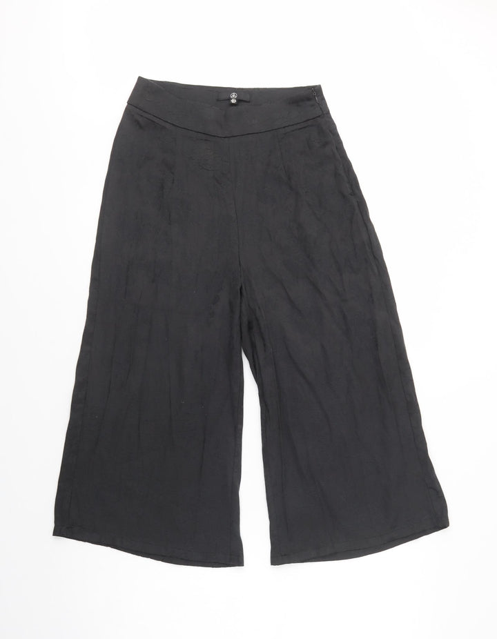 Missguided Womens Black  Polyester Cropped Trousers Size 8 L20 in Regular Zip