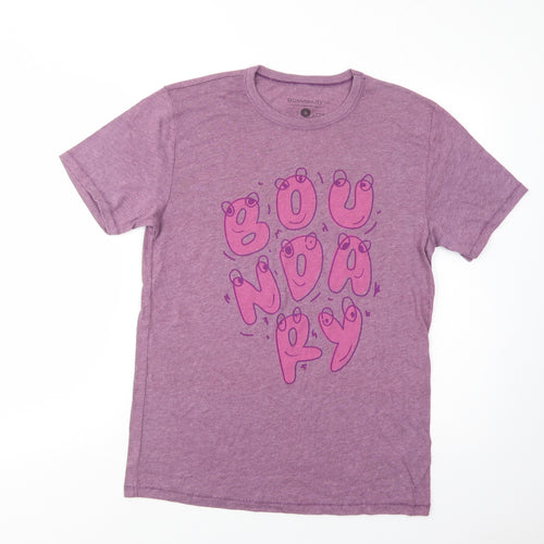 Boundary Mens Purple  Cotton  T-Shirt Size S Crew Neck