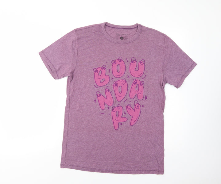 Boundary Mens Purple Cotton T-Shirt Size S Crew Neck
