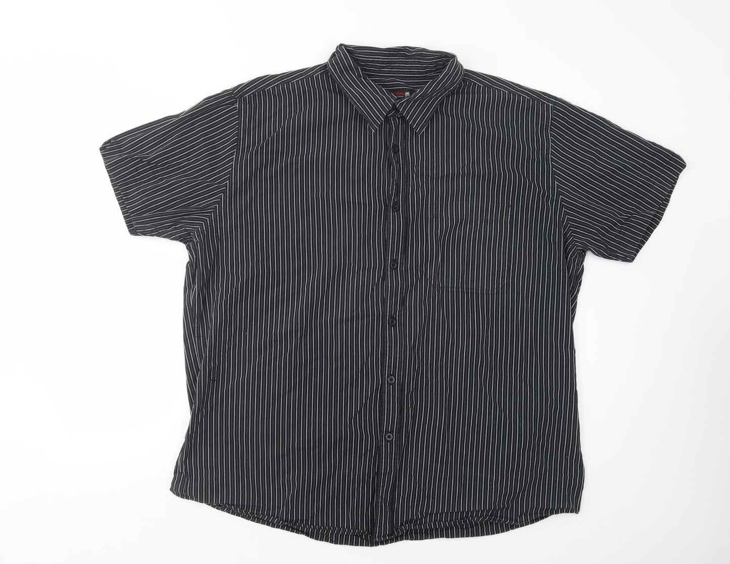 Burton Mens Black Striped Cotton  Button-Up Size 2XL Collared Button