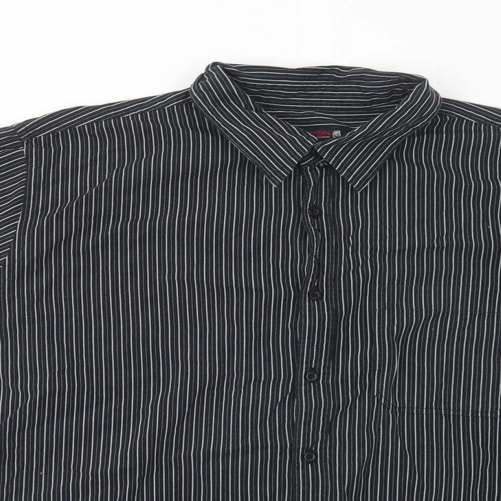 Burton Mens Black Striped Cotton  Button-Up Size 2XL Collared Button