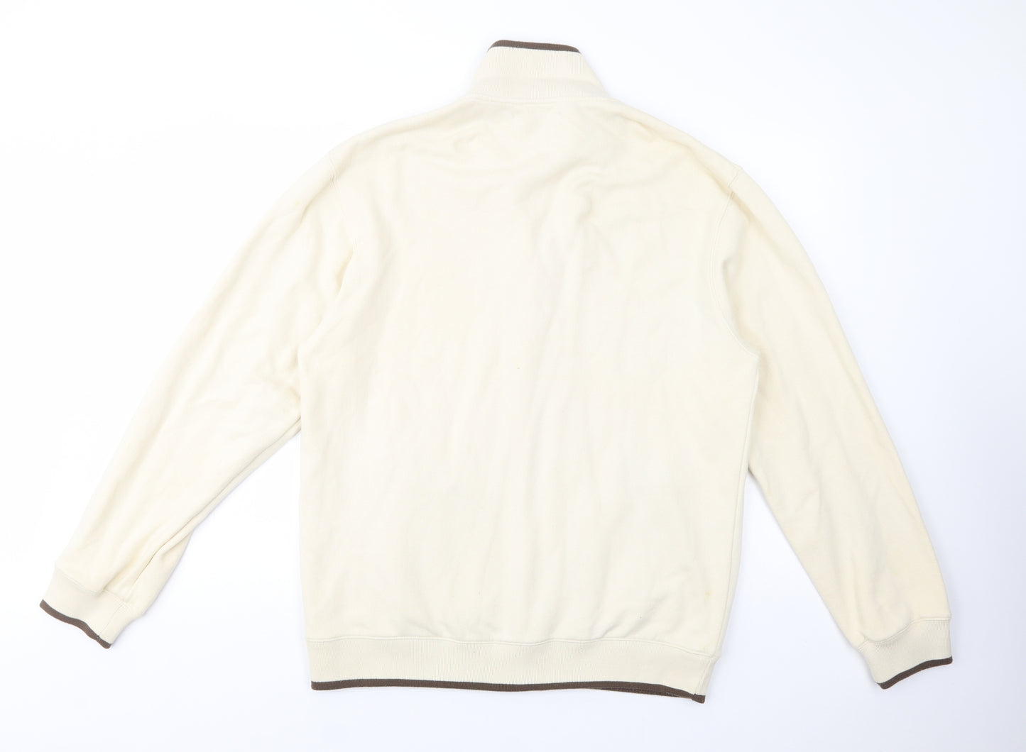 Ben Sherman Mens Ivory  Cotton Full Zip Sweatshirt Size XL
