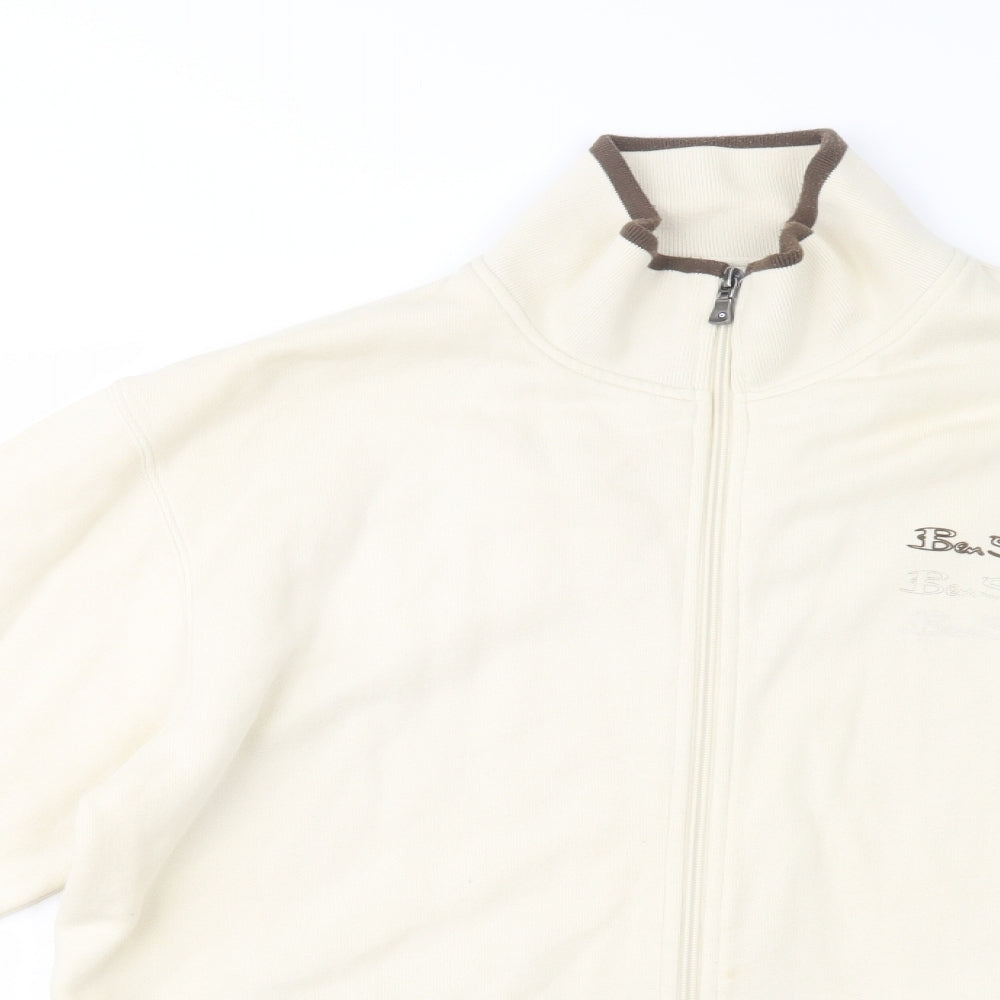 Ben Sherman Mens Ivory  Cotton Full Zip Sweatshirt Size XL
