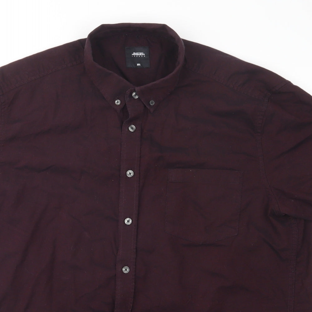 Burton Mens Purple  Cotton  Button-Up Size 2XL Collared Button