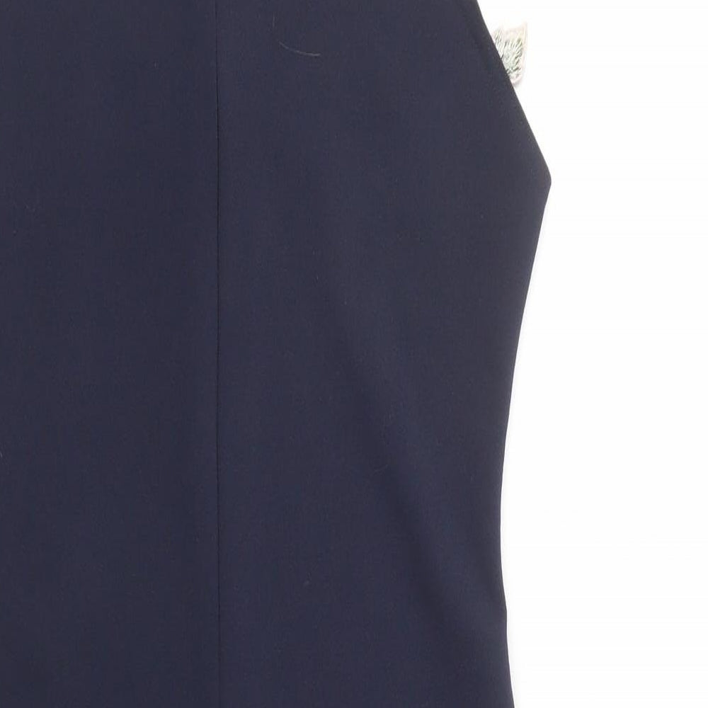 Missguided Womens Blue  Polyester Bodycon  Size 10  High Neck Zip - Lace Detail