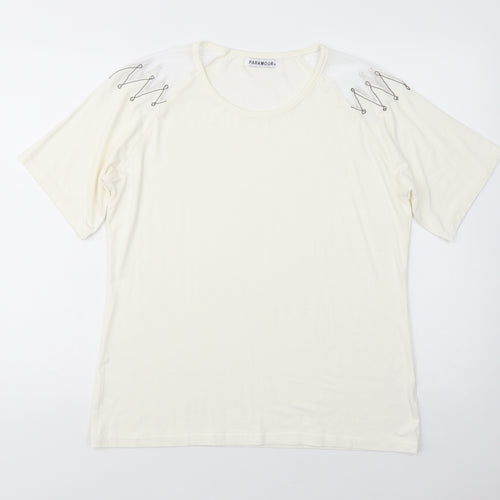 Paramour Womens Ivory  Polyester Basic Blouse Size M Crew Neck