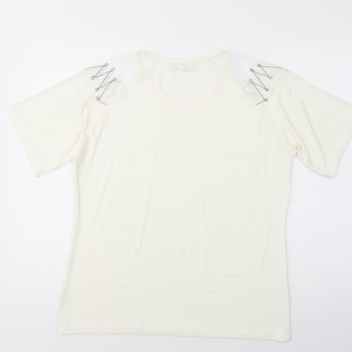 Paramour Womens Ivory  Polyester Basic Blouse Size M Crew Neck