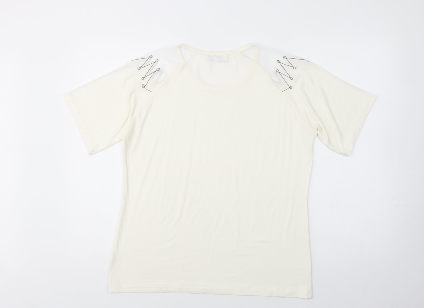 Paramour Womens Ivory  Polyester Basic Blouse Size M Crew Neck