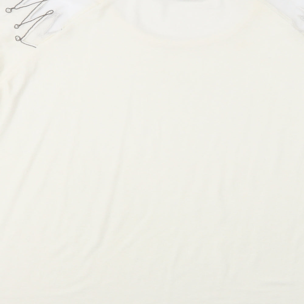 Paramour Womens Ivory  Polyester Basic Blouse Size M Crew Neck