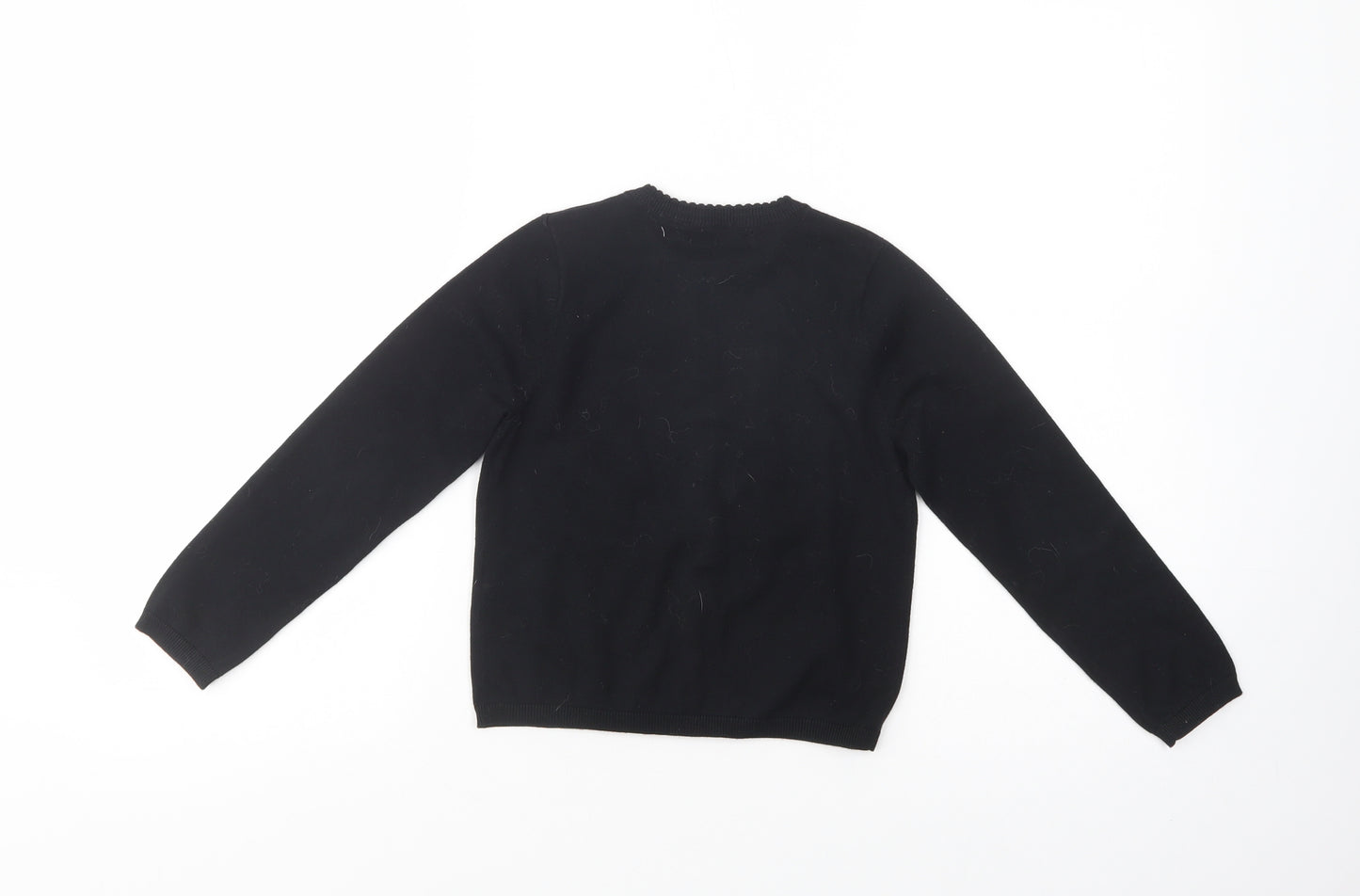 George Girls Black Crew Neck  Cotton Cardigan Jumper Size 6-7 Years  Button