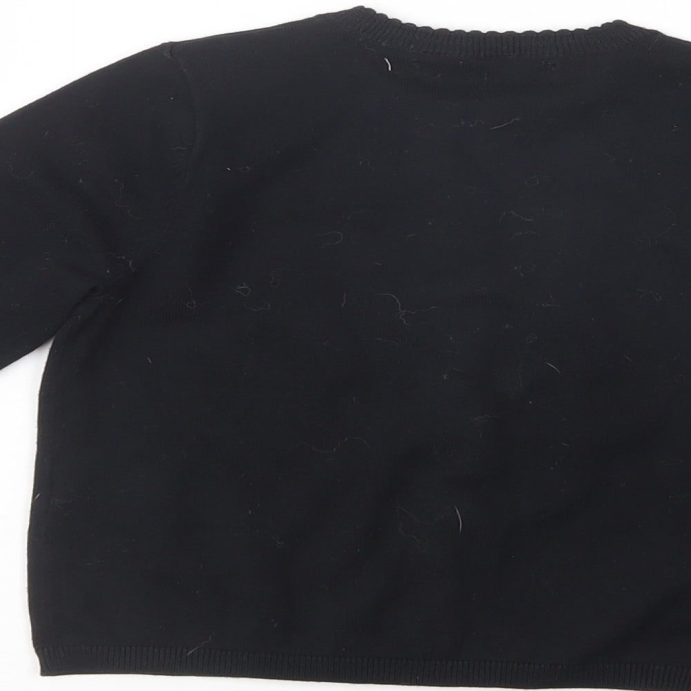 George Girls Black Crew Neck  Cotton Cardigan Jumper Size 6-7 Years  Button