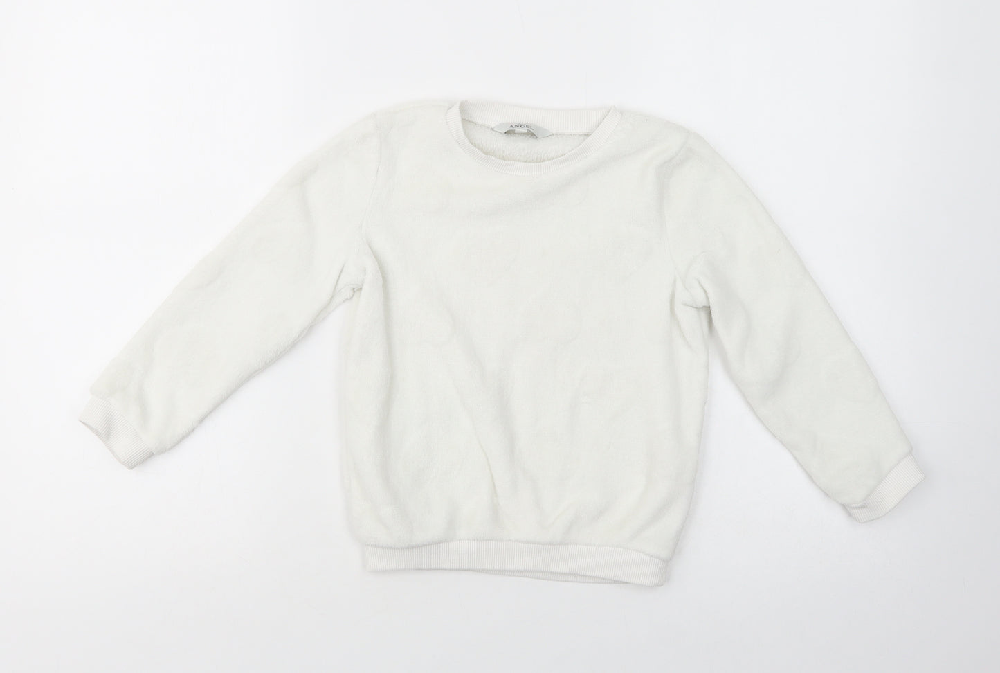 E-vie Angel Girls White  Polyester Pullover Sweatshirt Size 5-6 Years  Pullover